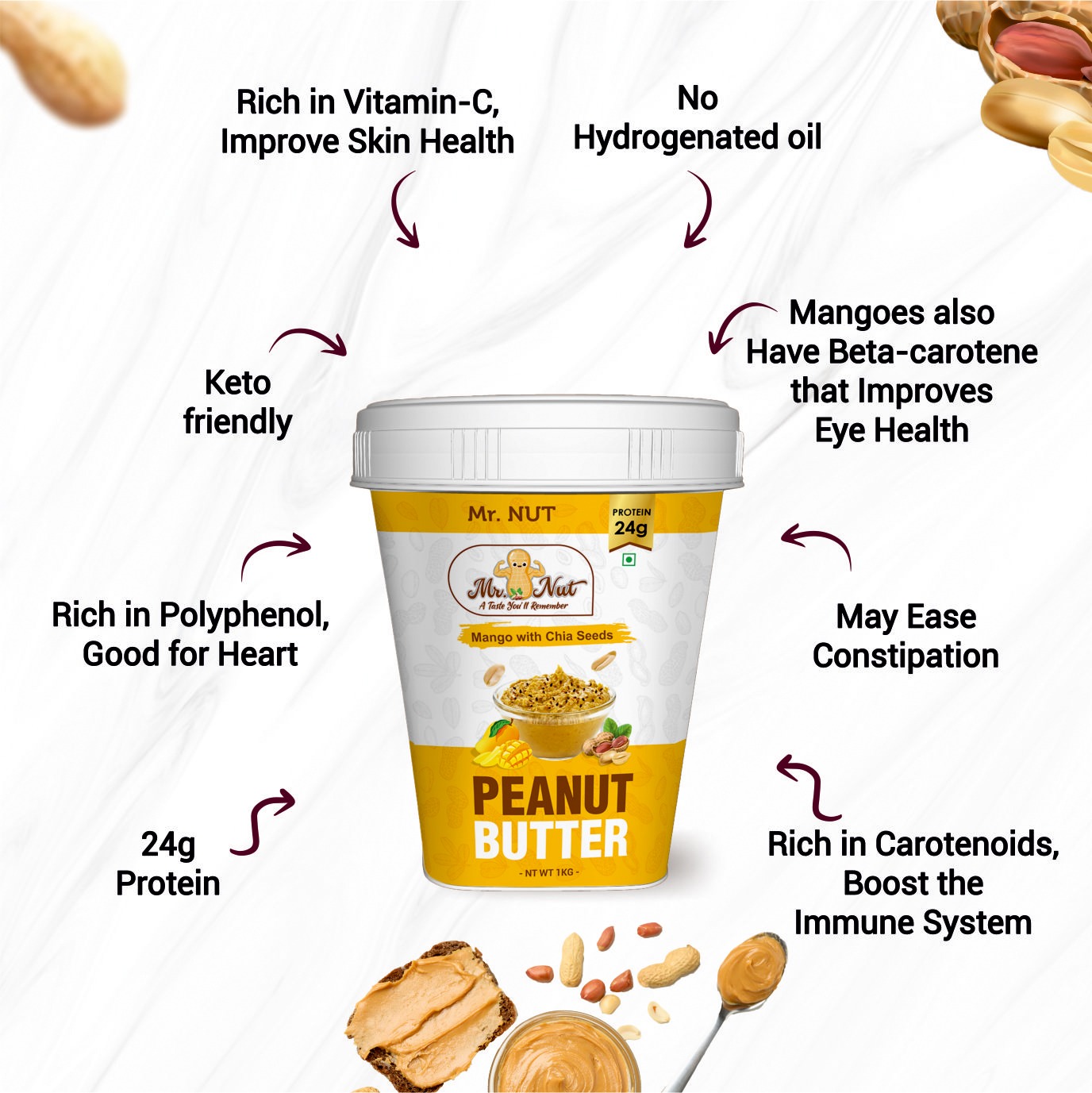 Mango Chia Seeds Peanut Butter 1KG