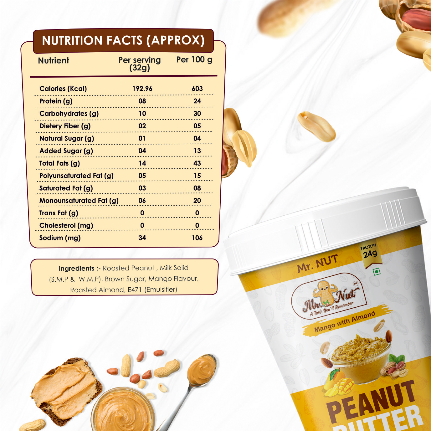 Mango Almond Crunchy Peanut Butter